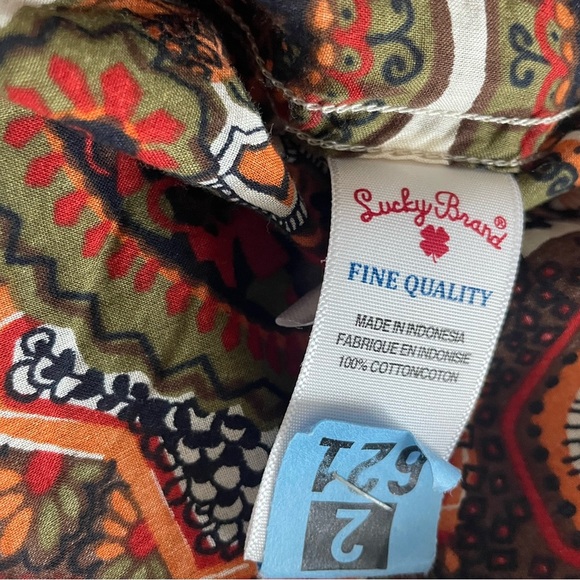 LUCKY BRAND Mod Paisley ButtonDown Shirt Roll-tab Sleeve Size Small - Picture 12 of 12